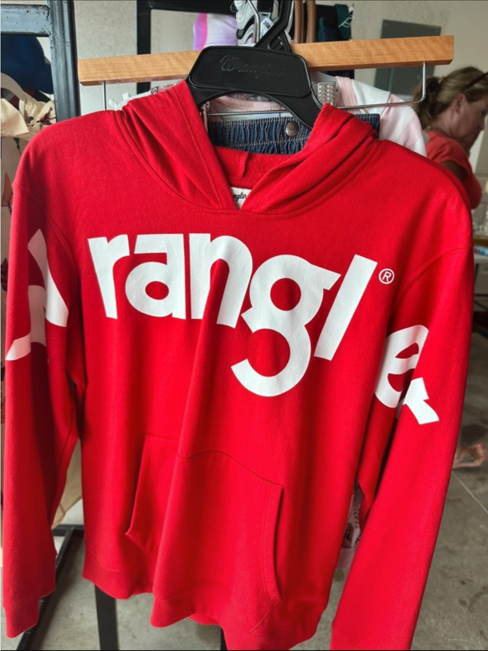 Youth - Wrangler Red Logo Hoodie Sweatshirt